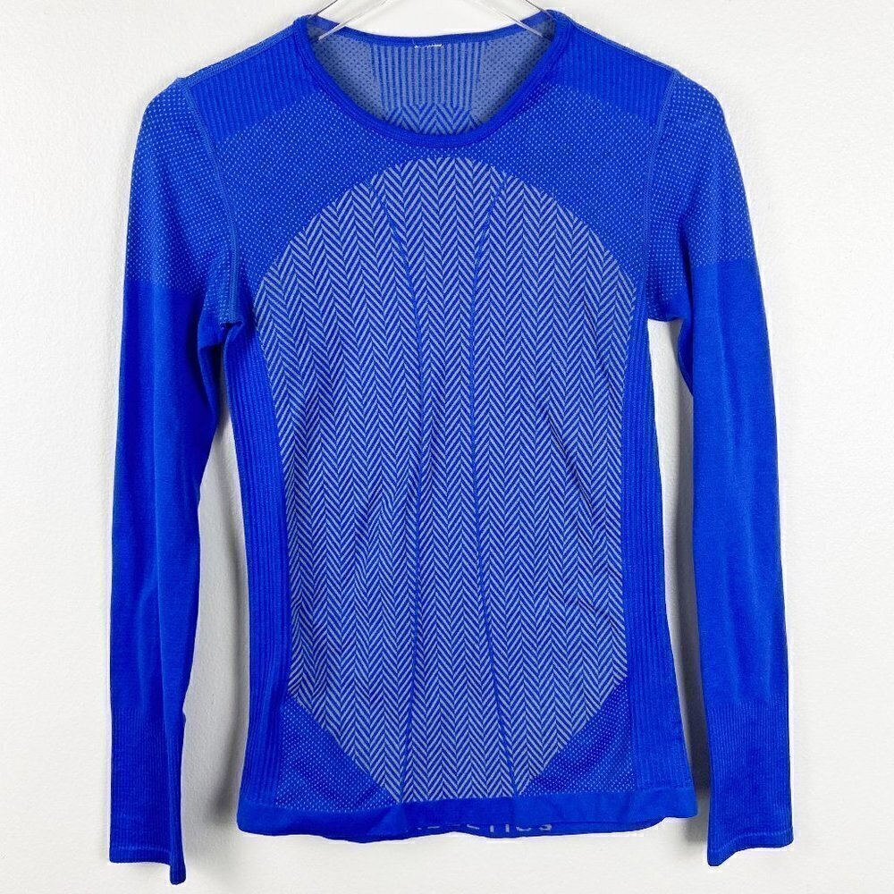 FABLETICS | Cobalt Blue Herringbone Long Sleeve Workout Athletic Top